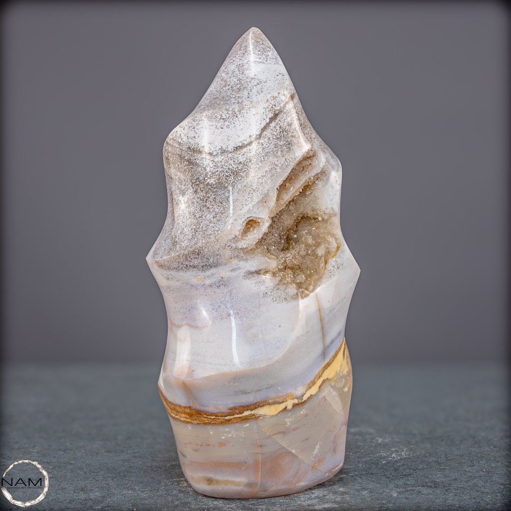 带纹的玛瑙碧玉火焰 富有表现力的天然石材雕塑- 1133.65 g #3.2