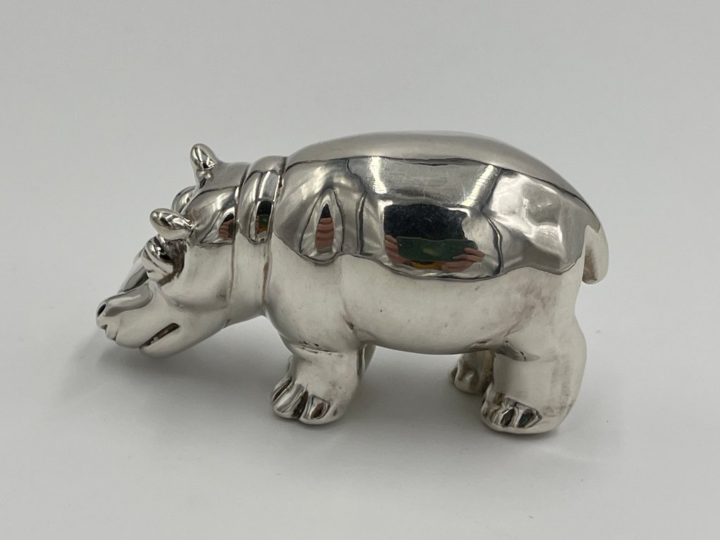 Miniature figure - Hippo - Silverplated #2.1