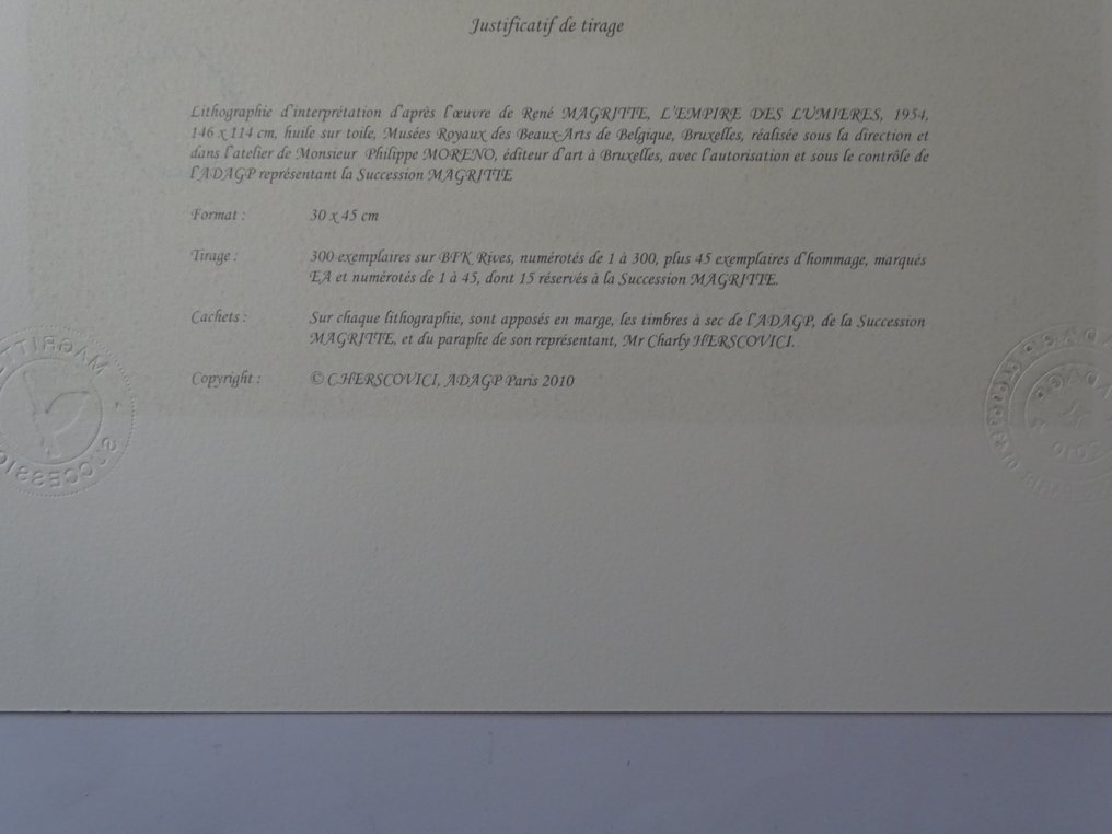 René Magritte (1898-1967),  (d´apres) - L´Empire des Lumières #3.2