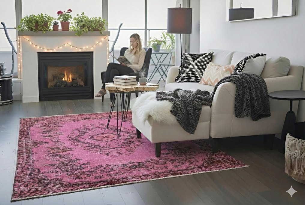 粉色复古 - 小地毯 - 210 cm - 115 cm - √ 手工制作 √ 证书 #1.0