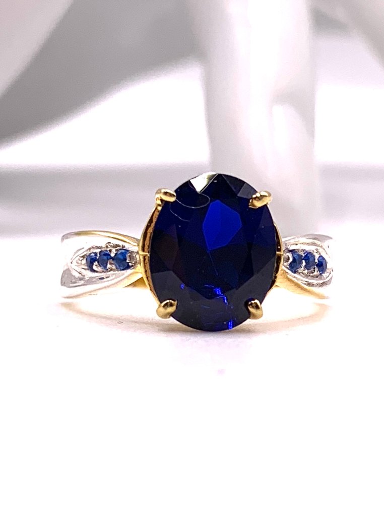 Sans Prix de Réserve - Bague - 9 carats Or jaune, Argent Saphir - Saphir #3.2