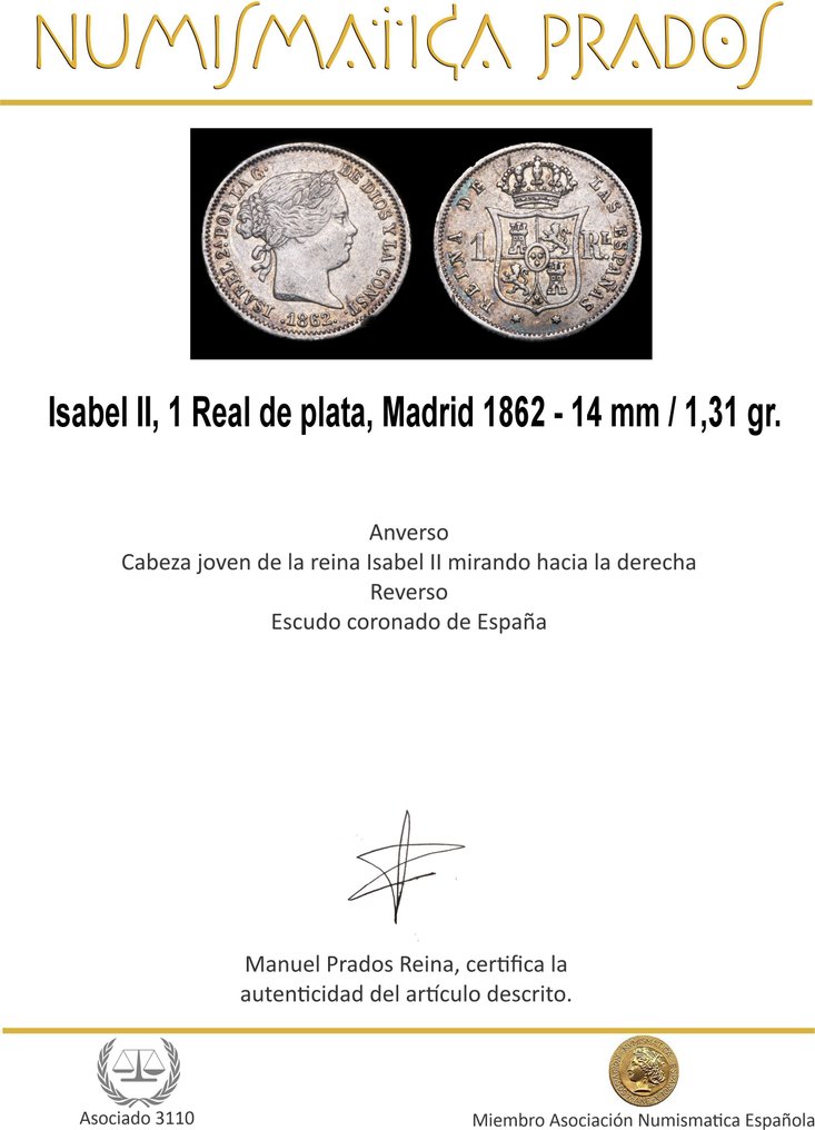 Spanyolország. Isabel II. Real Madrid 1862  (Nincs minimálár) #1.0