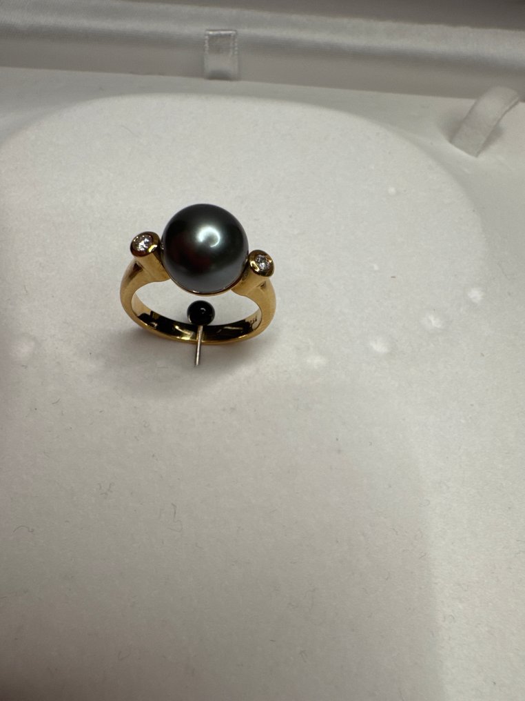 戒指 - 18K包金 黄金 珍珠 - 钻石 #1.0