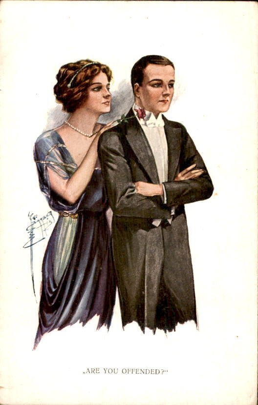 订婚 - 浪漫 - 真实夫妻 - 插画师, 幻想 - 情侣 / 夫妇 - 男 / 女 - 明信片 (137) - 1900-1950 #1.0