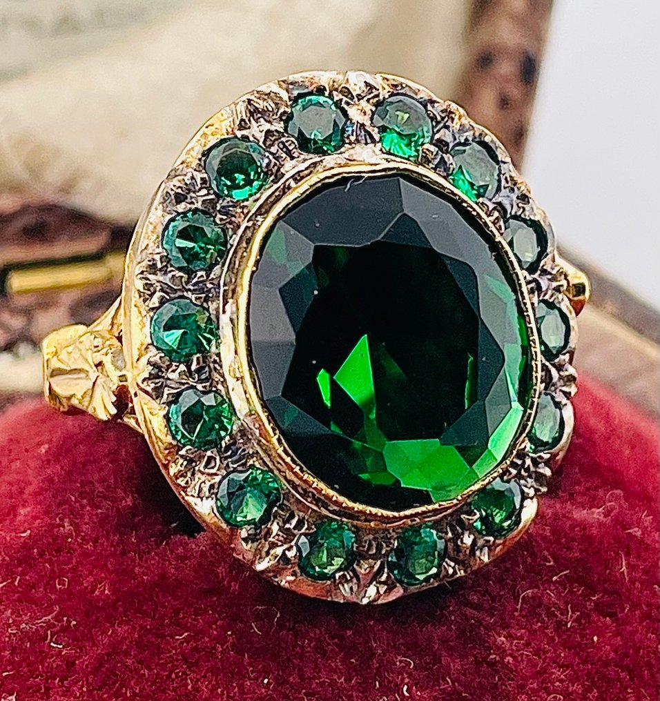 Ingen reservasjonspris - Ring - 9 karat Gull, Sølv Smaragd - Smaragd #2.1