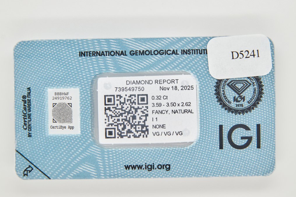 Zonder minimumprijs - 1 pcs Diamant (Natuurlijk) - 0.32 ct - Cushion - P1 - International Gemological Institute (IGI) #3.2