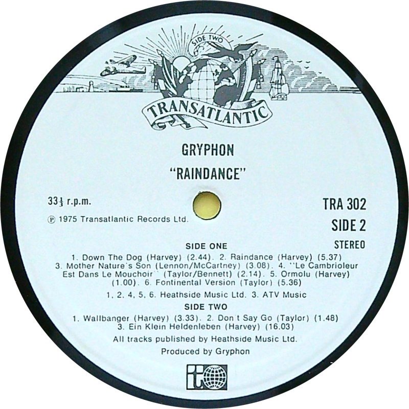 Gryphon - 1. Midnight Mushrumps 2. Raindance 3. Treason - Multiple titles - LP Albums (multiple items) - 1st Pressing - 1974 #4.3