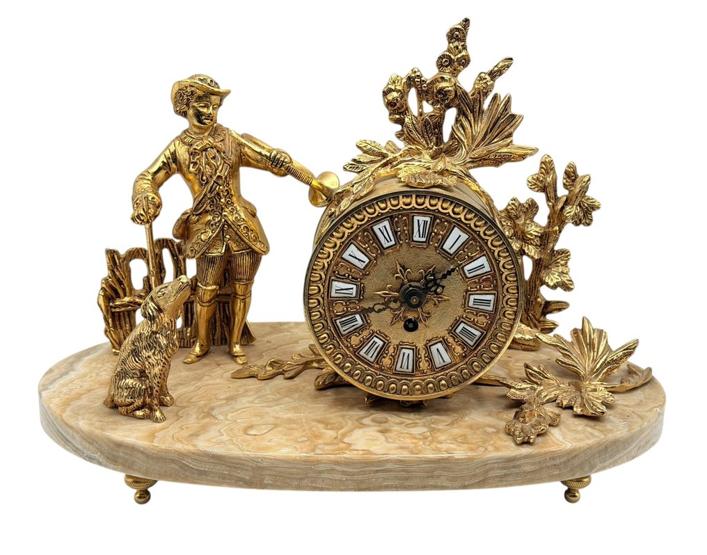 Relógio de lareira Estilo Napoleão III Bronze, Mármore - 1940-1950 #1.0