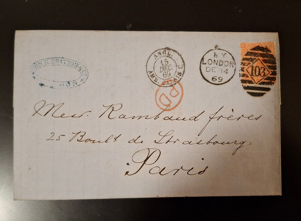 英国 1869 - S.G. 93 版第 11 页在封面上 - Stanley Gibbons #1.0