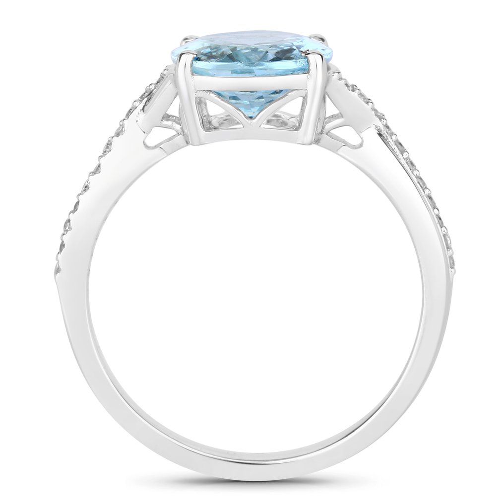 Ring - 14 kt Vittguld - 2.34ct. tw. Akvamarin - Diamant #3.2