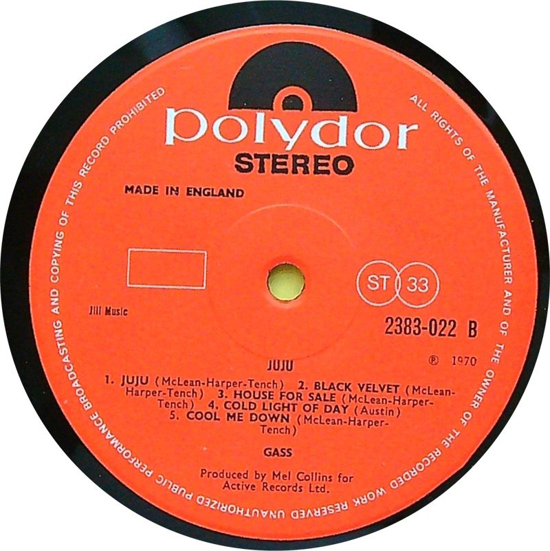 Gass - Juju - LP 專輯（單個） - 第一批 模壓雷射唱片 - 1970 #3.2