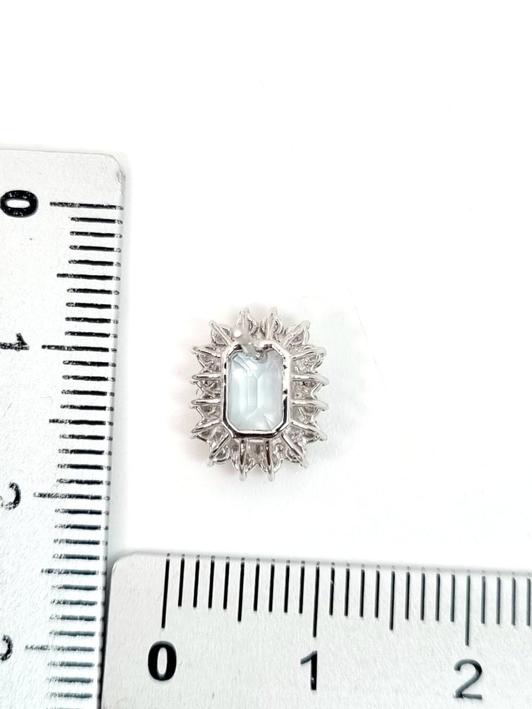 Σκουλαρίκια - 18 καράτια Λευκός χρυσός Ακουαμαρίνης - Διαμάντι #3.2