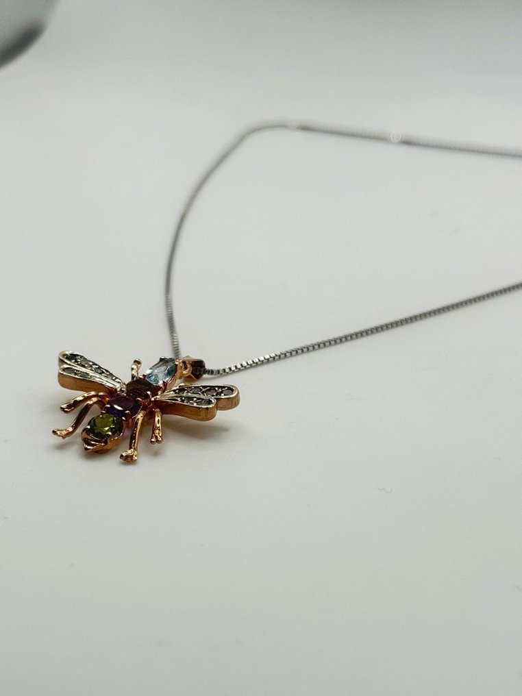 χωρίς τιμή ασφαλείας - Κολιέ με μενταγιόν Ασημί Ακουαμαρίνης - Κιτρίνης #2.1