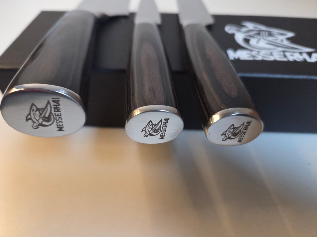 Messerhai-Sakura - 厨刀 -  专业三件套厨师刀具套装 - 碳钢，木材 - 日本 #4.3