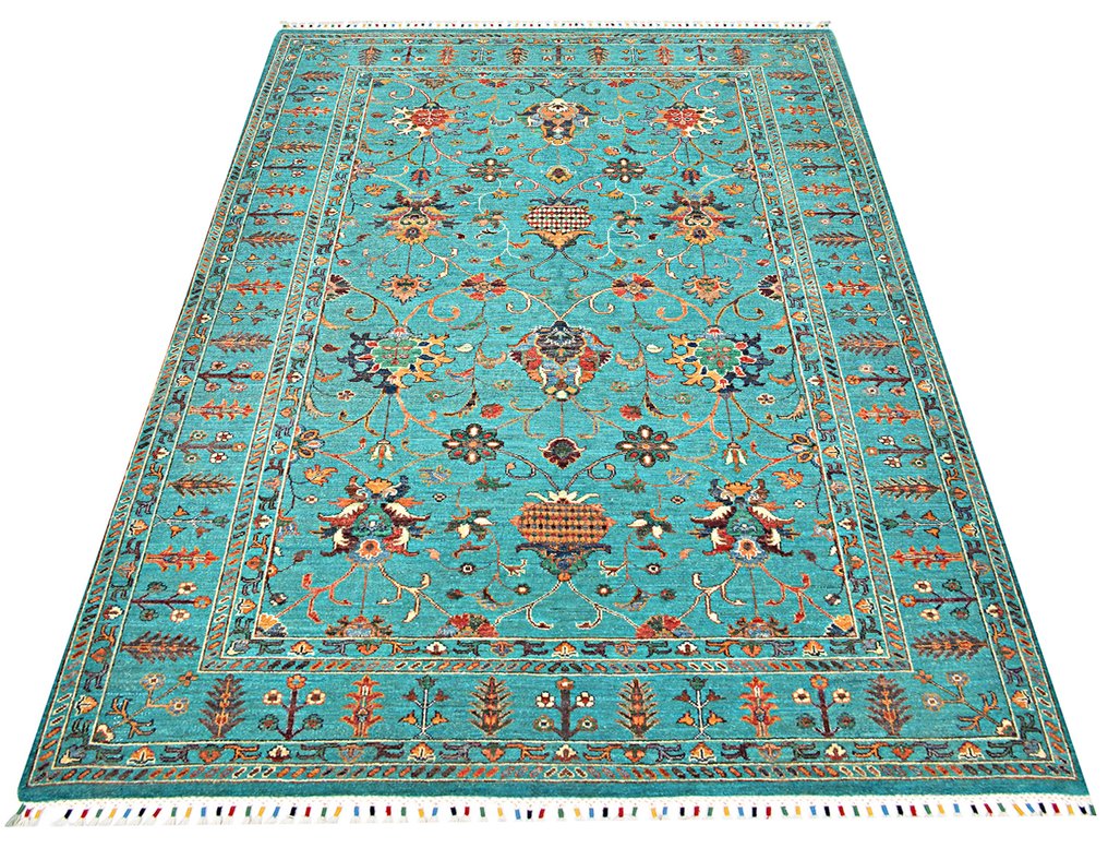 Afghan, Ziegler Kazak, 全新手工结织“苏尔坦尼”地毯，优质手工羊毛制成 - 地毯 - 252 cm - 178 cm - 新款设计师地毯 #1.0