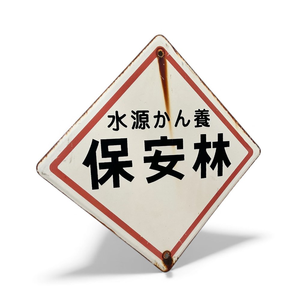 Dekorative Emaille-Werbetafel - Decoratief emaille reclamebord “Beschermd bos / waterbronbescherming” - Emailleschild - Emaille-Werbetafel - Emaille, Stahl #1.0