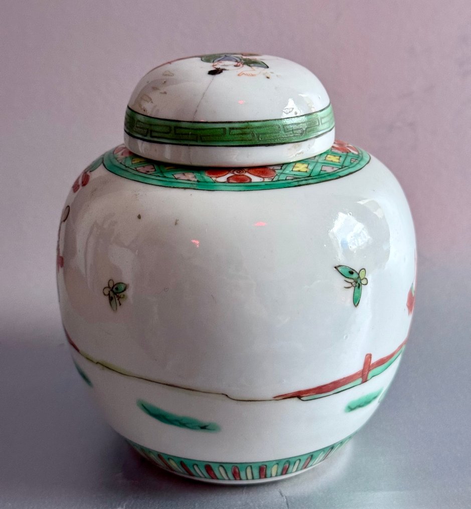 Geschilderde 'figuren' gemberpot - Tarro - Famille verte - Porcelana - buen estado #3.2