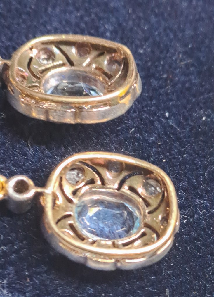 Cercei lungi - 18 ct. Aur galben, Argint Topaz #3.2