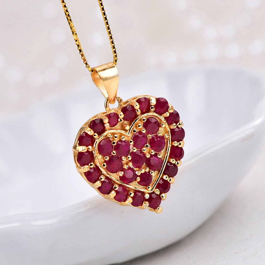 Sans Prix de Réserve - Pendentif Argent - Ruby - Certifié #4.3