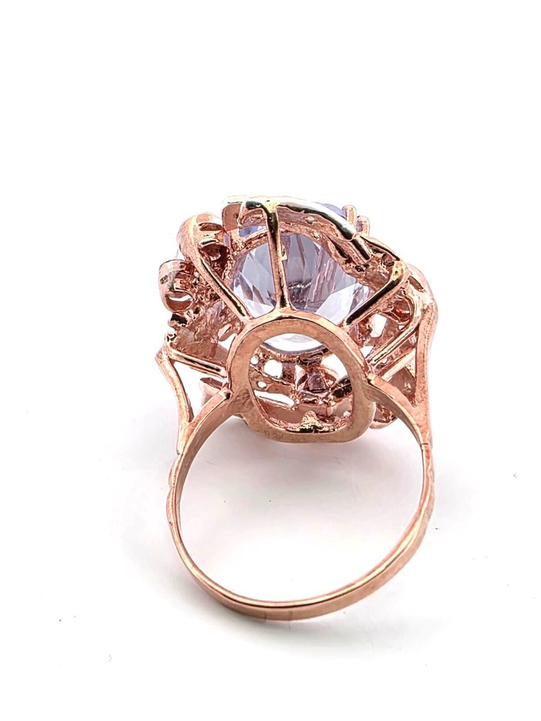 χωρίς τιμή ασφαλείας - Δαχτυλίδι - 9 kt. Ροζ χρυσό, Ασημί Τοπάζιο - Διαμάντι #4.3