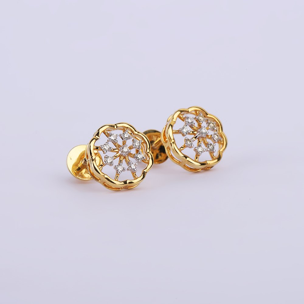 χωρίς τιμή ασφαλείας - Καρφωτά σκουλαρίκια - 14 καράτια Κίτρινο χρυσό -  0.17ct. tw. Διαμάντι (Φυσικό) - Χρυσά Διαμαντένια Σκουλαρίκια #1.0