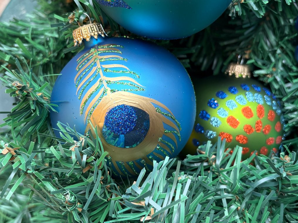 Krebvs: Het Pauwenset, kerstornamenten met superieure uitstraling - Adornos navideños Krebs (9) - Vidrio #2.1