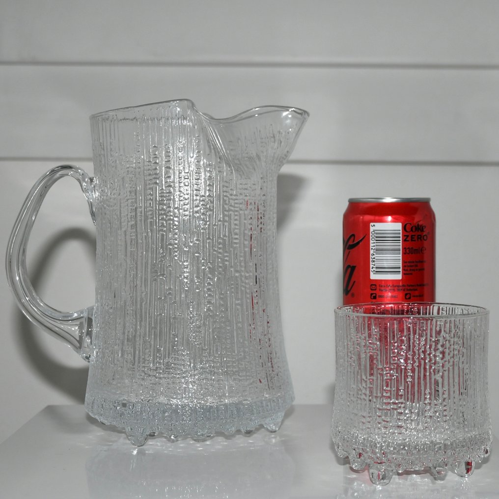 Iittala - Tapio Wirkkala - Zestaw kieliszków (2) - Model Ultima Thule Karafka i Szklanka do piwa - W 20,5 cm / W 8,8 cm - Szkło #1.0