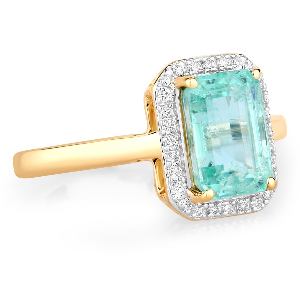 Ring - 14 karat Gulguld -  2.08ct. tw. Smaragd - Diamant #4.3