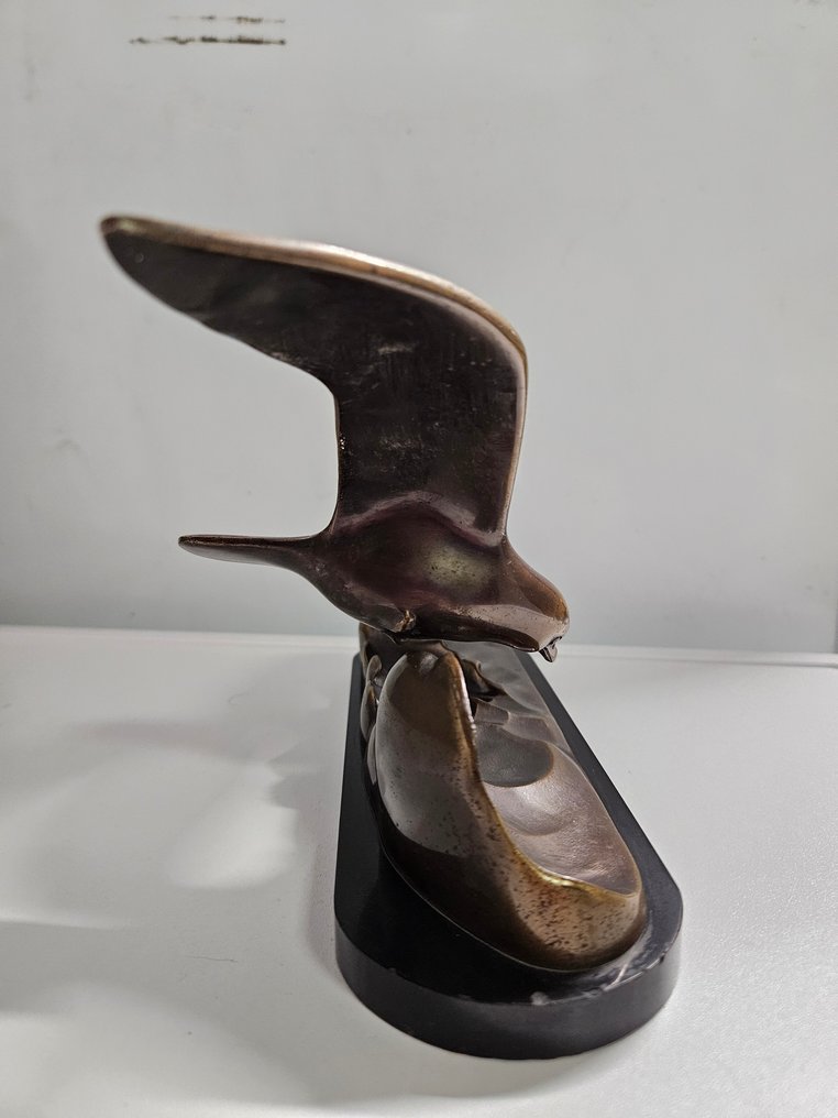 Fevre - Carving, Mouette sur la vague - 14 cm - Patinated bronze #1.0