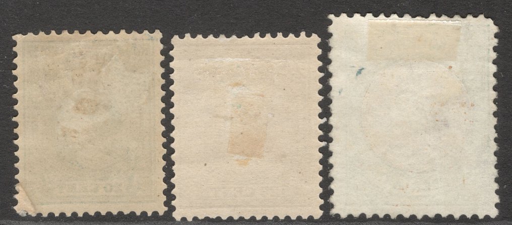 Netherlands 1891/1896 - Reine Wilhelmine: 20c green, 25c lilac, and 50c green and brown. - NVPH 40-42 et 45 #1.0