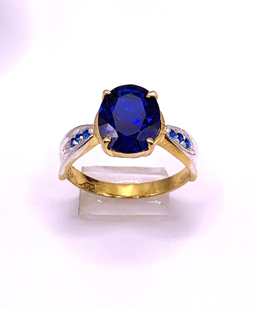 Sans Prix de Réserve - Bague - 9 carats Or jaune, Argent Saphir - Saphir #1.0
