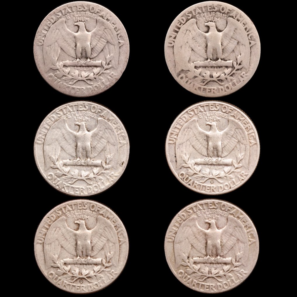 Statele Unite. 1/4 Dollar 1932 -1962 / 6 Monedas (Fără preț de rezervă) #1.0