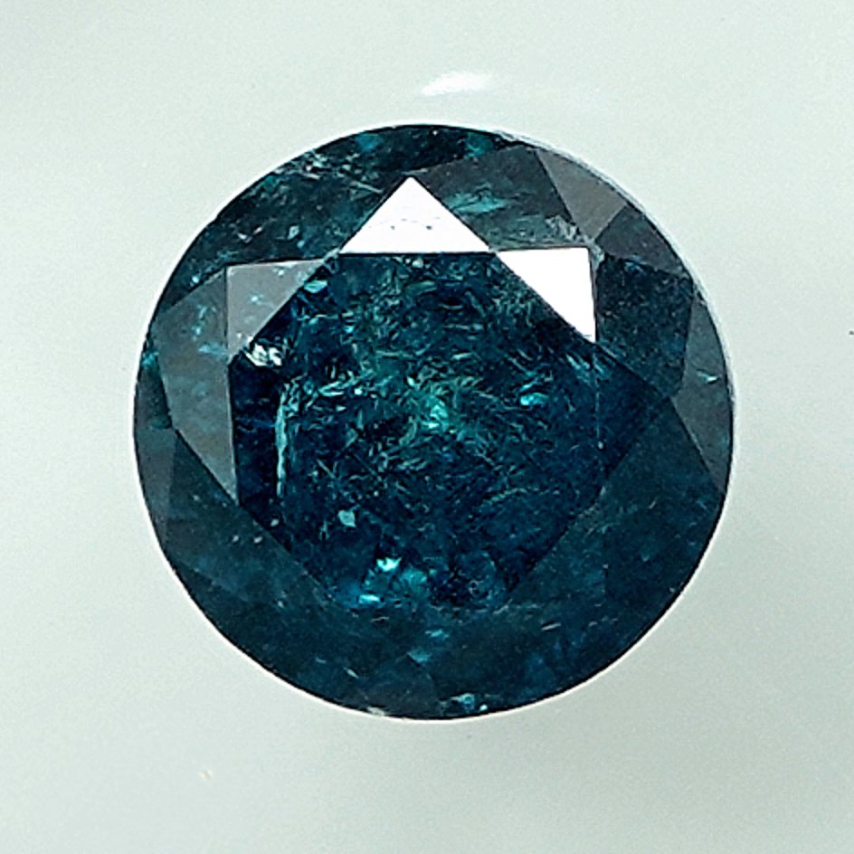 χωρίς τιμή ασφαλείας - 1 pcs Διαμάντι (Επεξεργασμένου χρώματος) - 0.57 ct - Στρογγυλό Μπλε - I3 - Gem Report Antwerp (GRA) #1.0