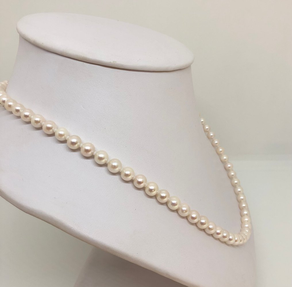 Perlenkette Akoya-Perlen - Weißgold 18K Verschluss #2.1