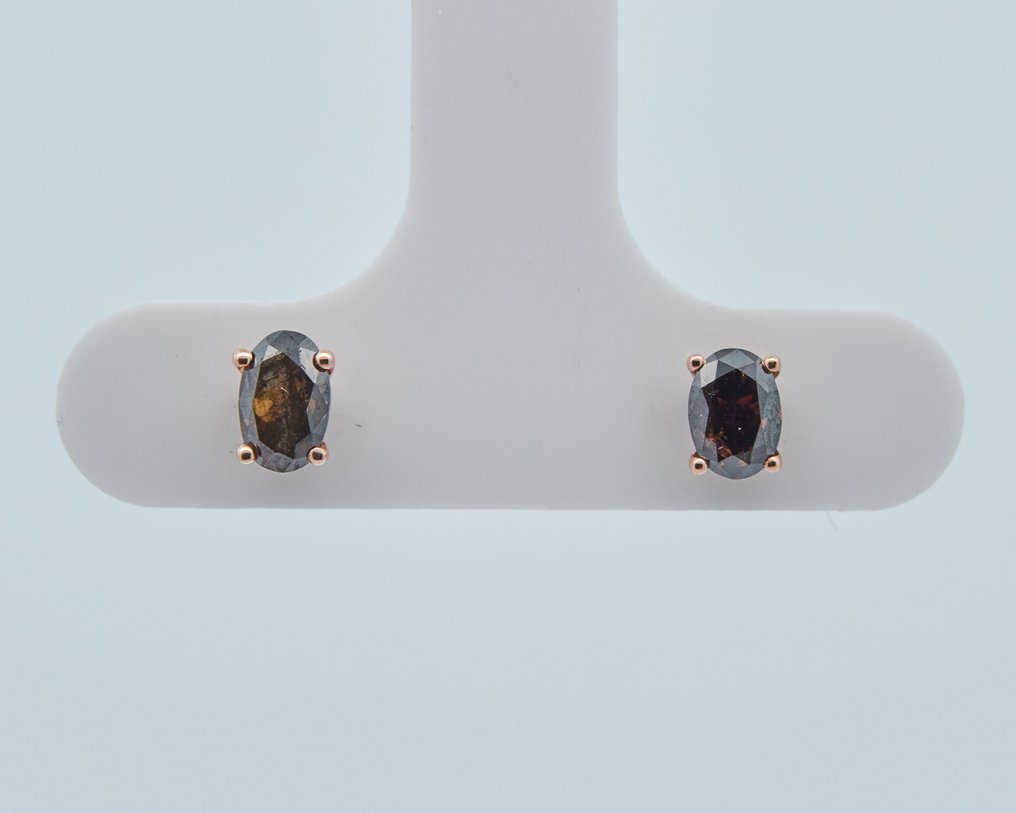 χωρίς τιμή ασφαλείας - Σκουλαρίκια - 14 καράτια Ροζ χρυσό -  0.60ct. tw. Διαμάντι (Φυσικού χρώματος) #1.0