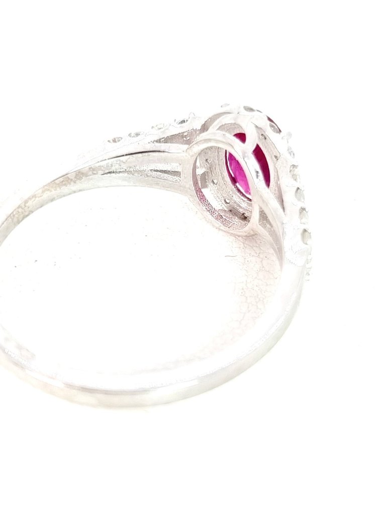 戒指 - 18K包金 白金 红宝石 - 钻石 #1.0