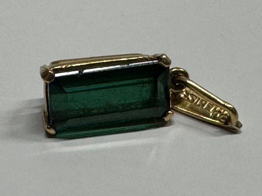 没有保留价 - 吊坠 - 18K包金 黄金 电气石 - 佩尔登特 18k 绿宝石 #2.1