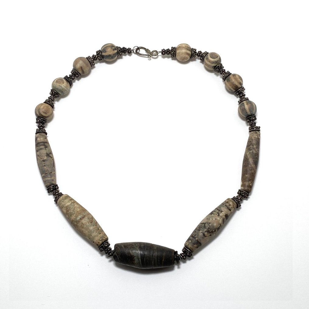 丝绸之路，中亚的 Agate 项链珠子护符 - 79 cm  (没有保留价) #1.0