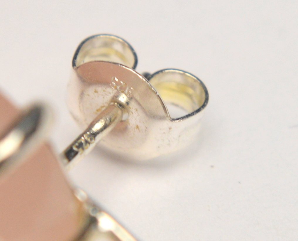 χωρίς τιμή ασφαλείας - Σκουλαρίκια Ασήμι 925 - Ροζ χαλαζίας, 0.01 διαμάντι #4.3