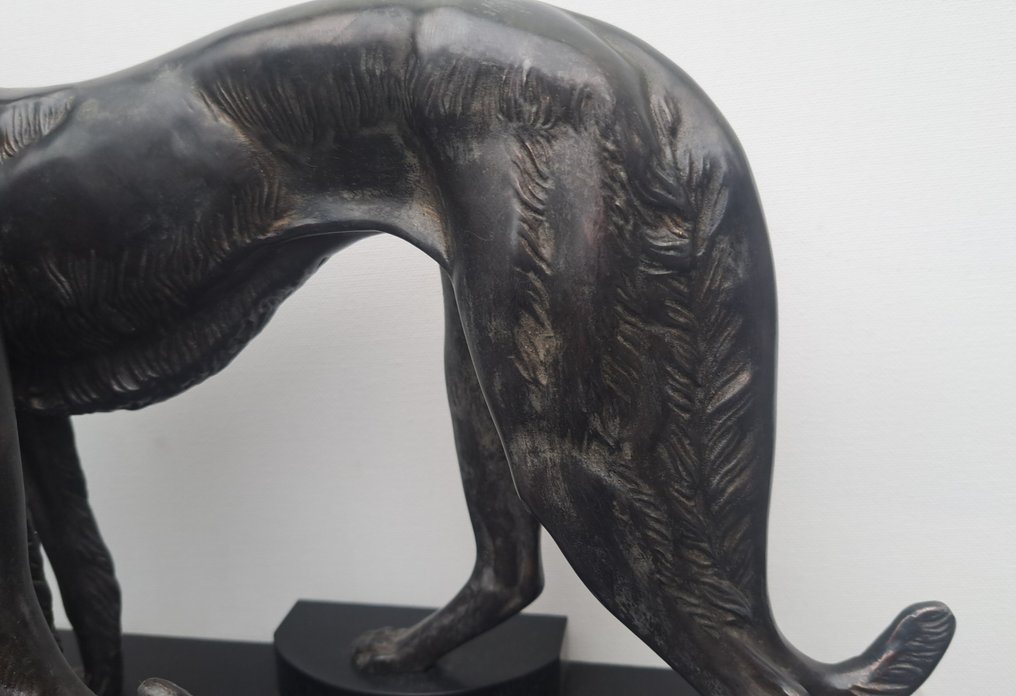 IRENE ROCHARD - Faragás, levriers - 28 cm - Cink (spelter), Ónix - 1930 #3.2