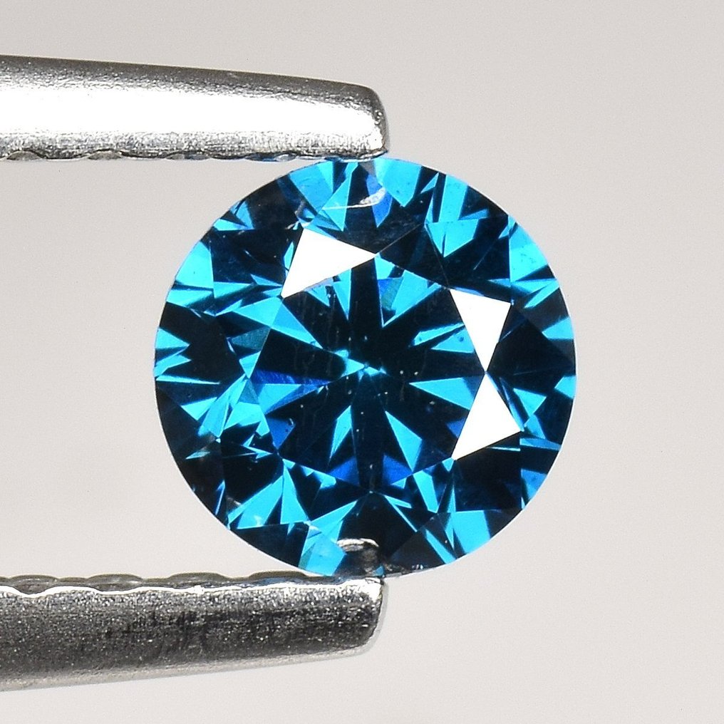 1 pcs Διαμάντι (Επεξεργασμένου χρώματος) - 0.35 ct - Στρογγυλό - Fancy deep Χωρίς χρώμα Μπλε - SI1 - Gem Report Antwerp (GRA) #4.3
