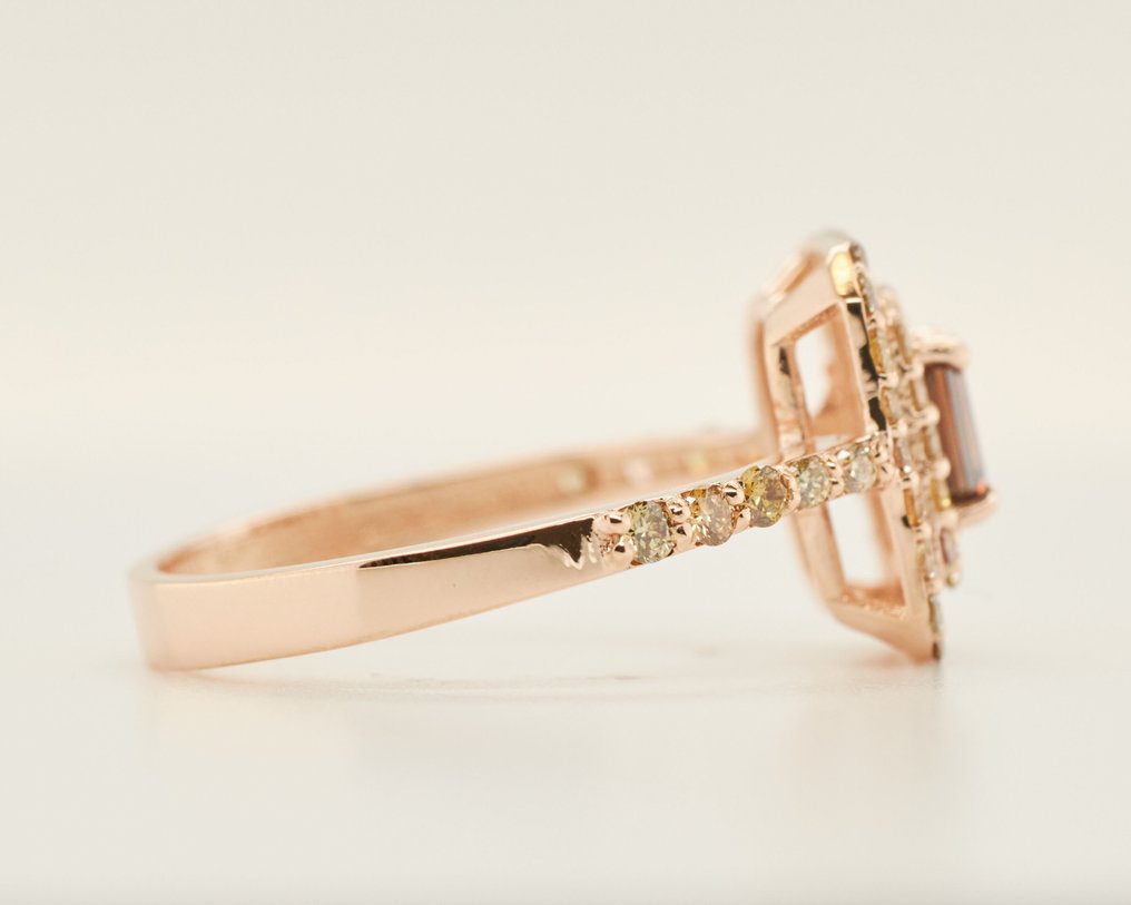 没有保留价 - 戒指 - 14K包金 玫瑰金 -  0.90ct. tw. 钻石 (天然色彩的) #2.1