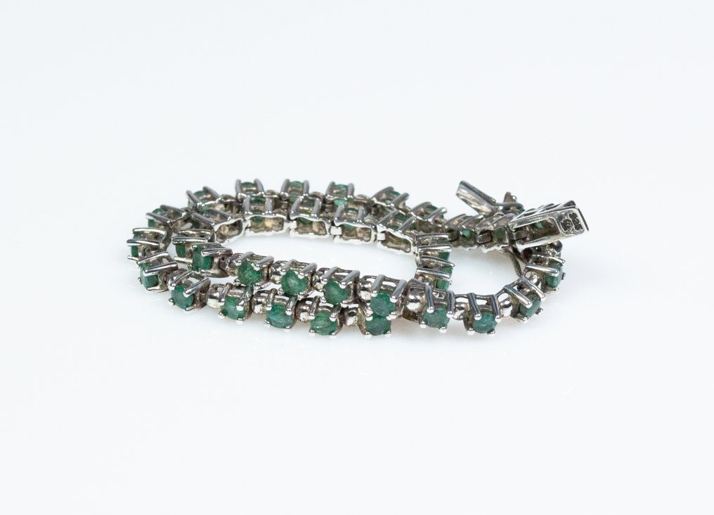 沒有保留價 - 兩件珠寶套裝 - 925 银 - 3.00 克拉祖母绿 - 网球手链和戒指 #3.2