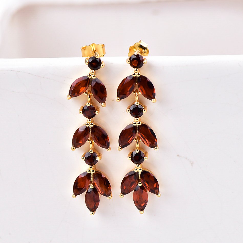 Sans Prix de Réserve - Boucles d'oreilles Argent - Garnet - Certifié #1.0