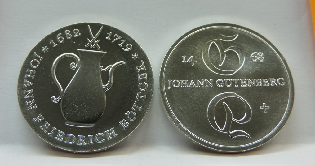 東德 Lotto 2 monete argento da 10 Marchi 1968-1969 condizioni perfette FDC  (沒有保留價) #1.0