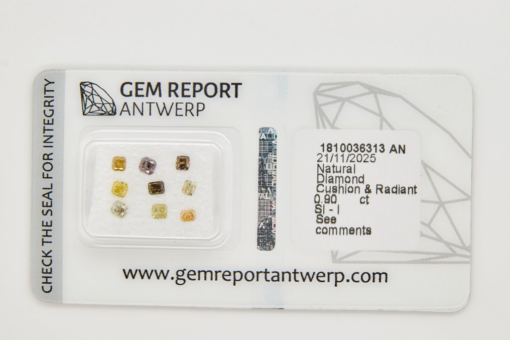 χωρίς τιμή ασφαλείας - 9 pcs Διαμάντι  (Φυσικό)  - 0.90 ct - Mixed shape - SI1, SI2, I1, I2, I3 - Gem Report Antwerp (GRA) #1.0