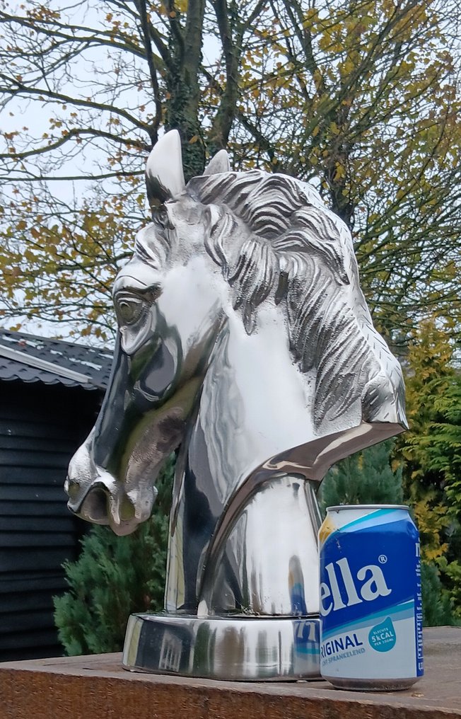 Skulptur, paardenhoofd ware grote - 44 cm - Aluminium #4.3