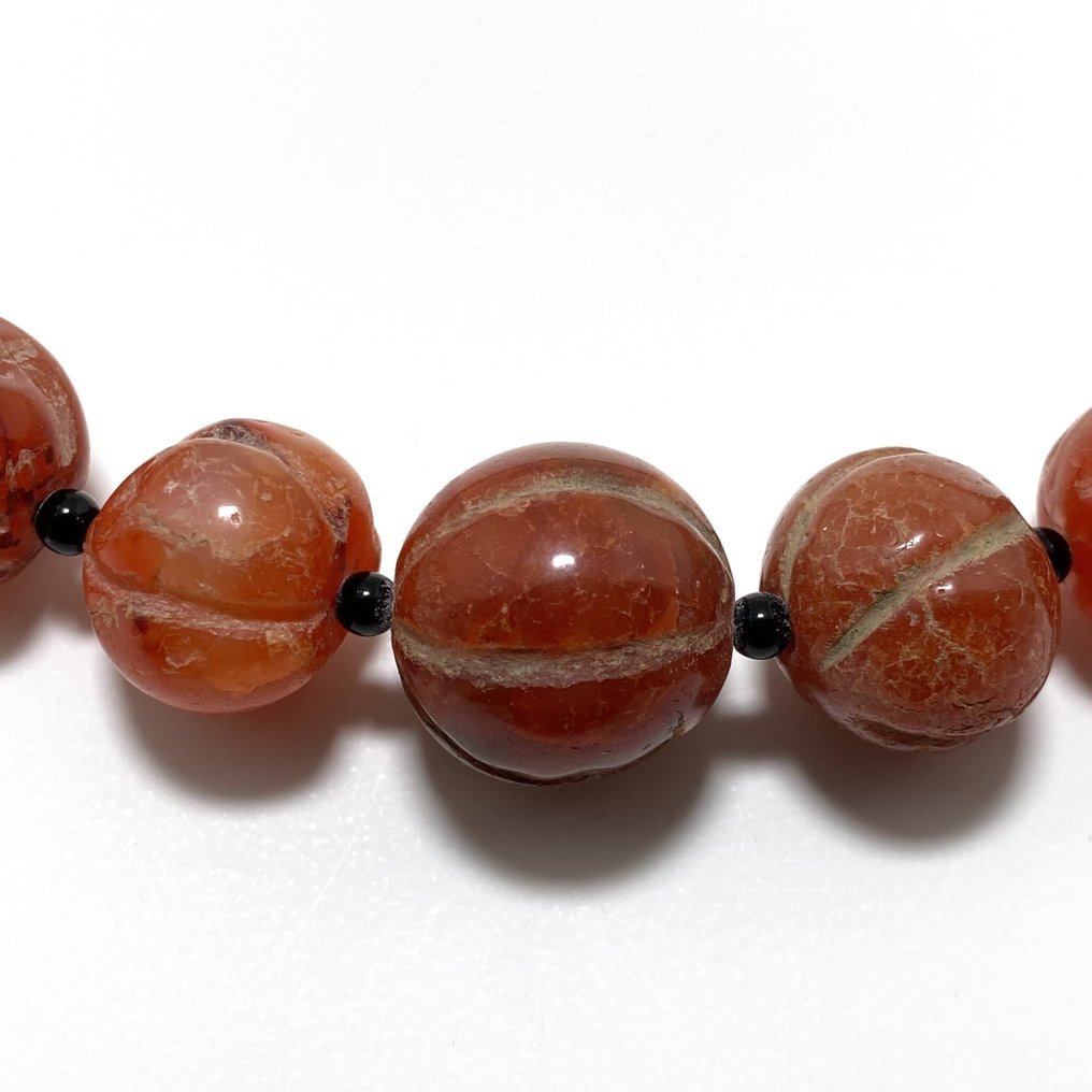 Silk Road, Asie centrale Agate Talisman de perles de collier en forme de melon - 52 cm #1.0