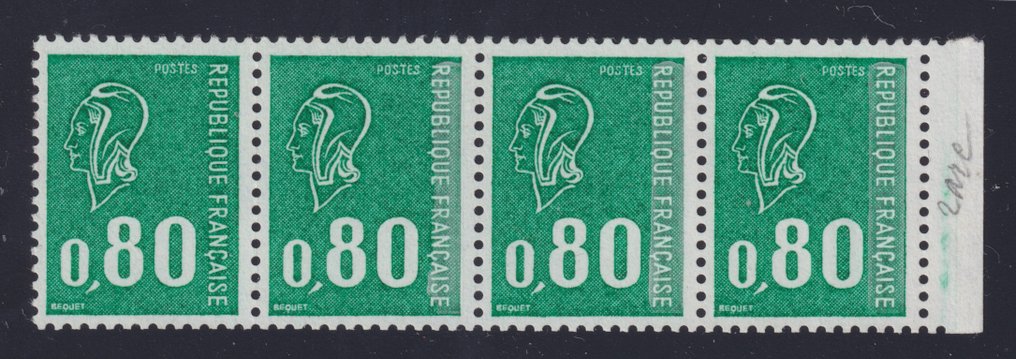 France 1976 - Marianne de Becquet, 0,80c vert, N° 1893c neufs** variété sans phosphore signés Calves. - Yvert #1.0