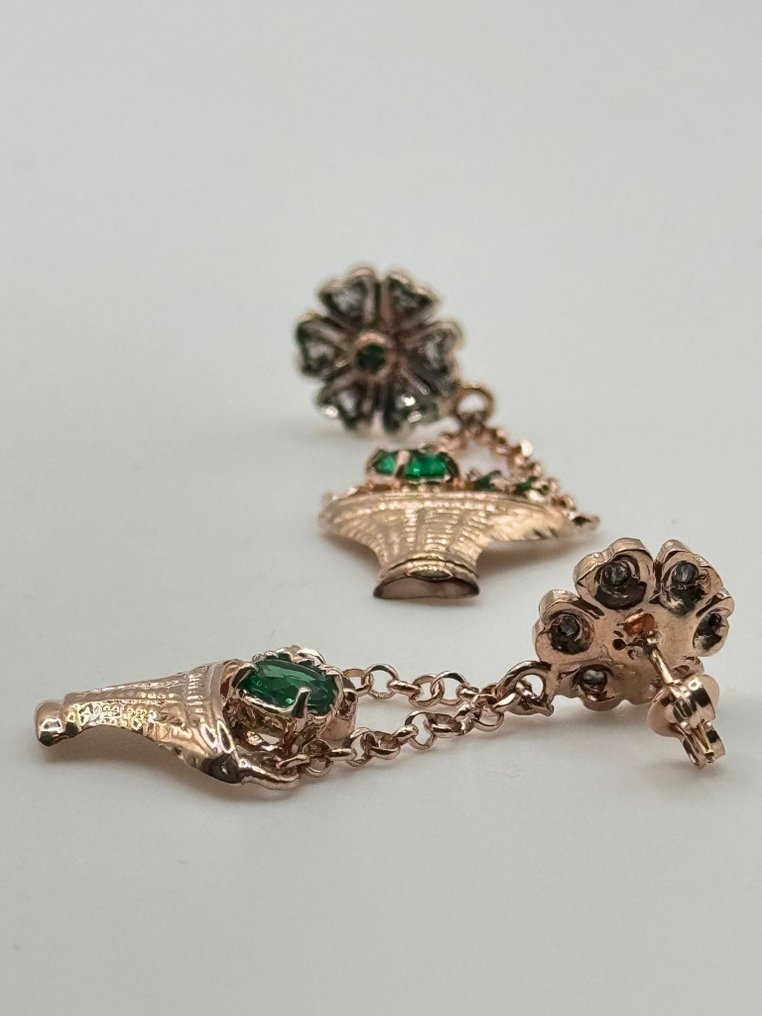 Zonder Minimumprijs - Oorbellen Zilver Smaragd - Diamant #1.0